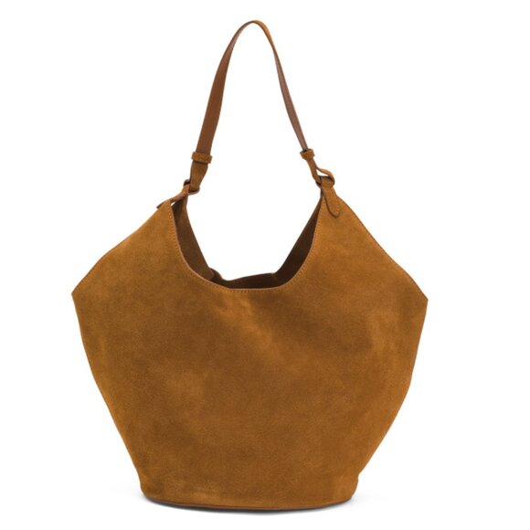 VIOLA CASTELLANI Cuoio Made In Italy Suede Hobo With Oval Bottom